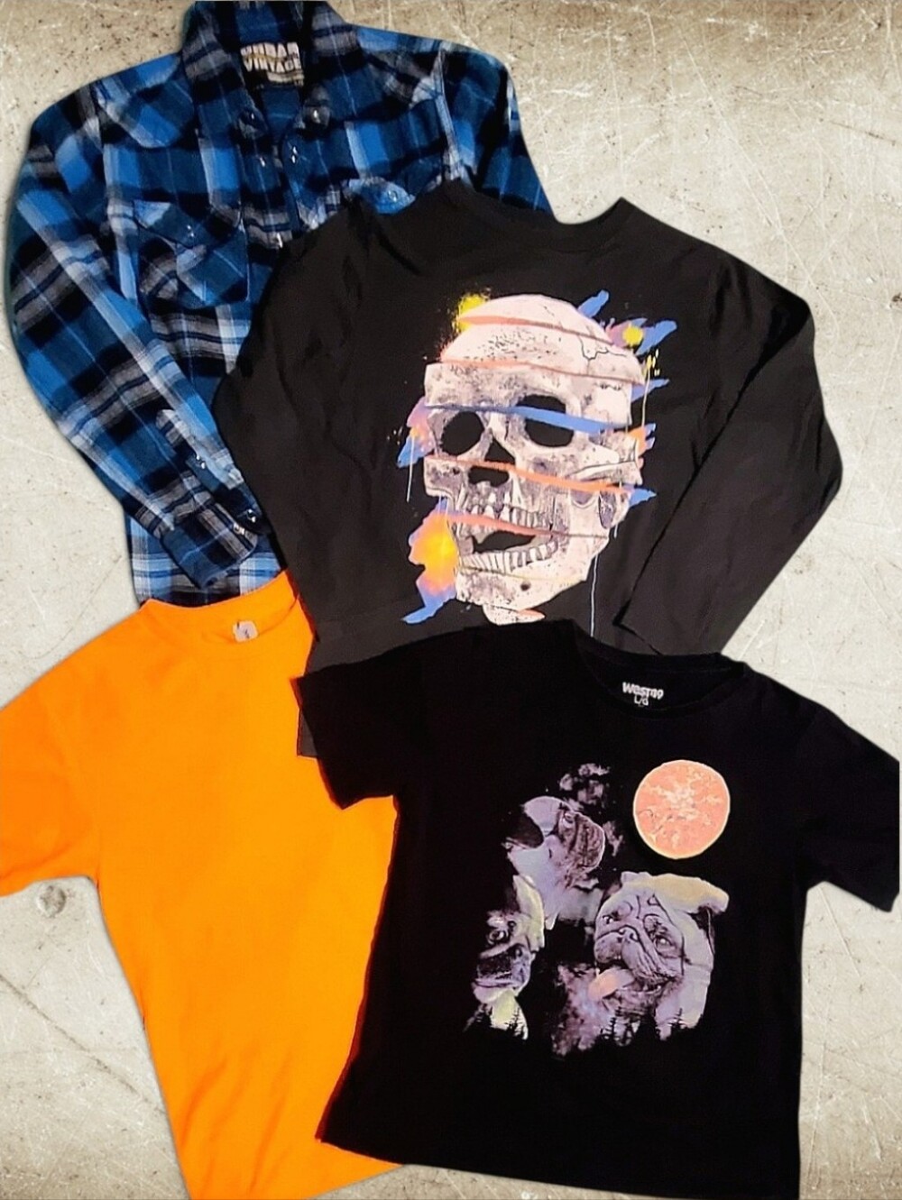 Boys Skater Streetwear Clothing Bundle - Flannel & 3 Graphic Tees - Size L